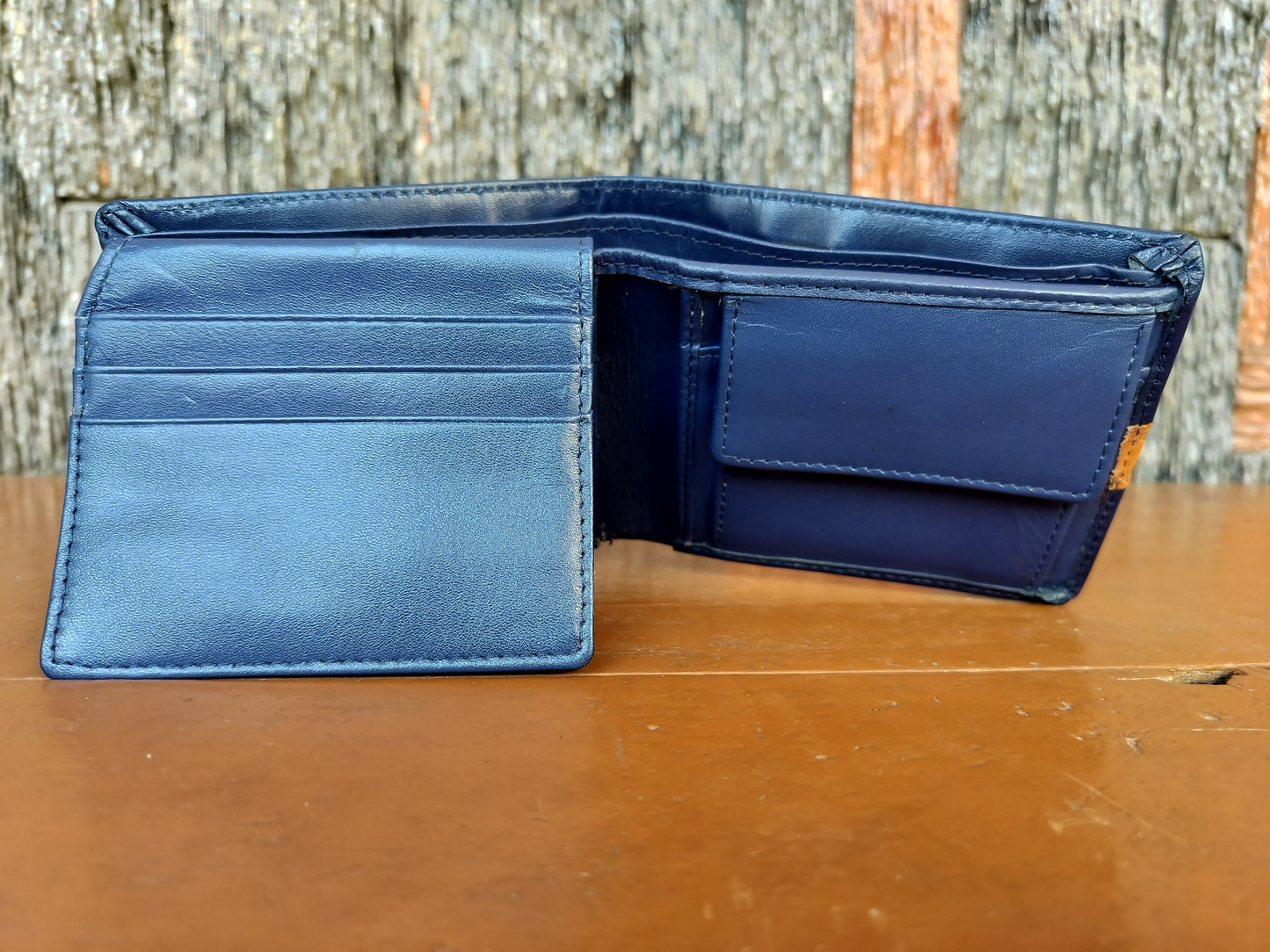 LeatherShopie -  Blue & Tan Bi-fold Wallet