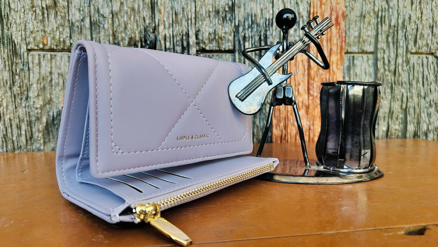 Simple Life Branded Women Tri-Fold Purple Wallet