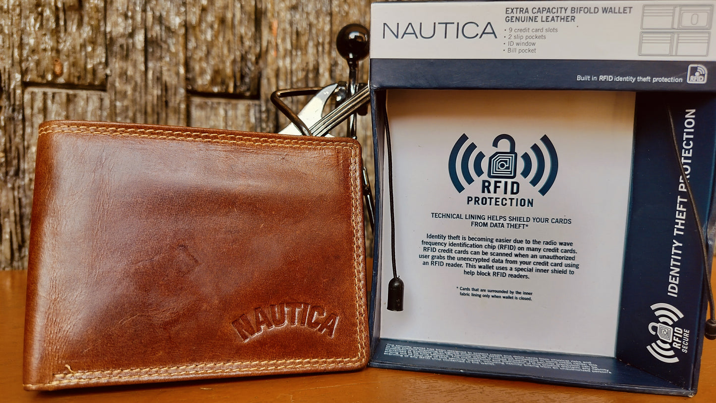 Nautika Tan color Bi-Fold wallet - RFID protected