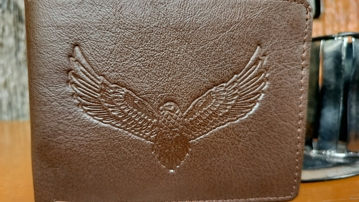 Hawk Wings - Eagle Printed Dark Brown color Bi-fold first copy Wallet