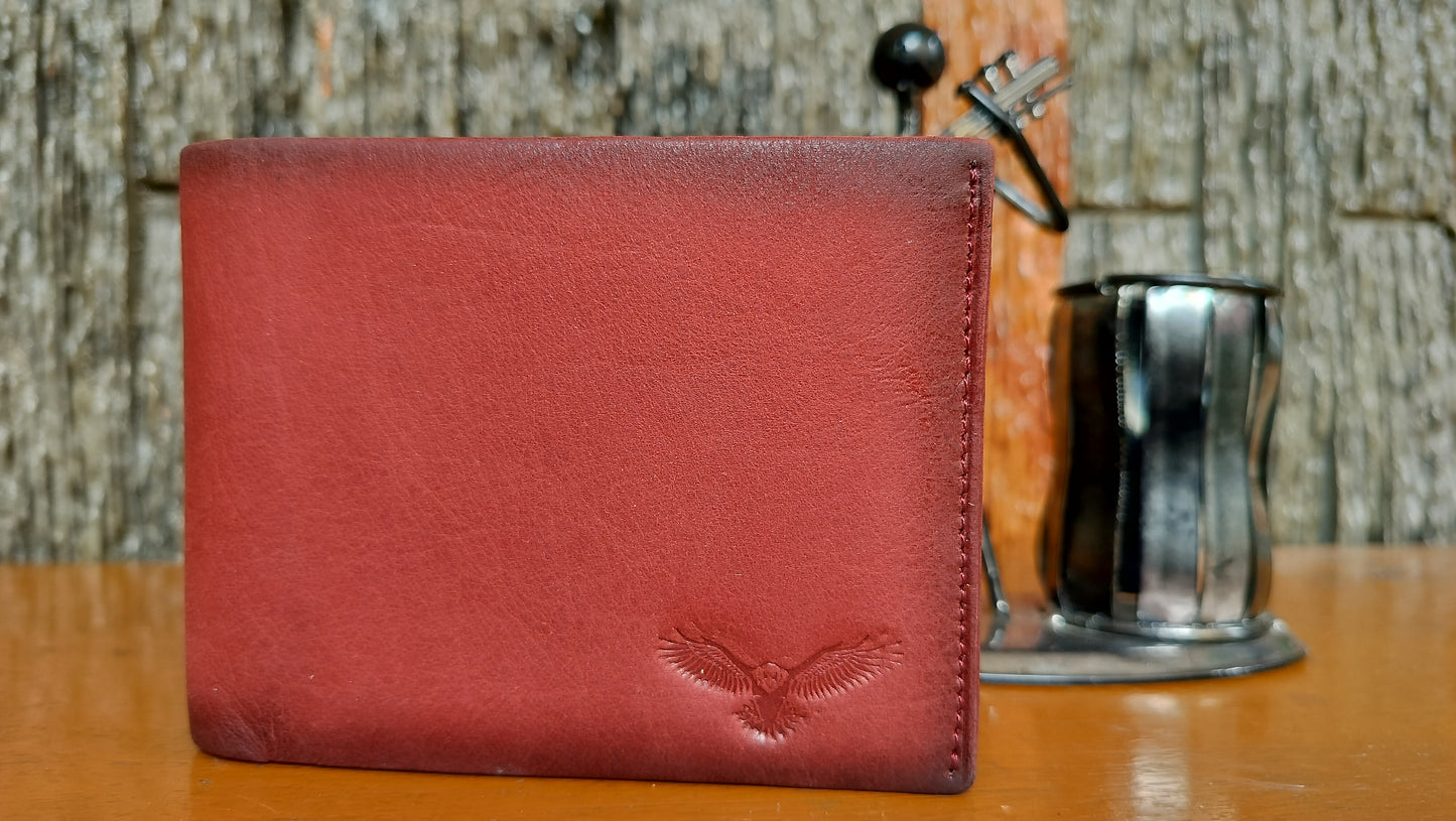 Hawk Wings - premium Red color Bi-fold first copy Wallet