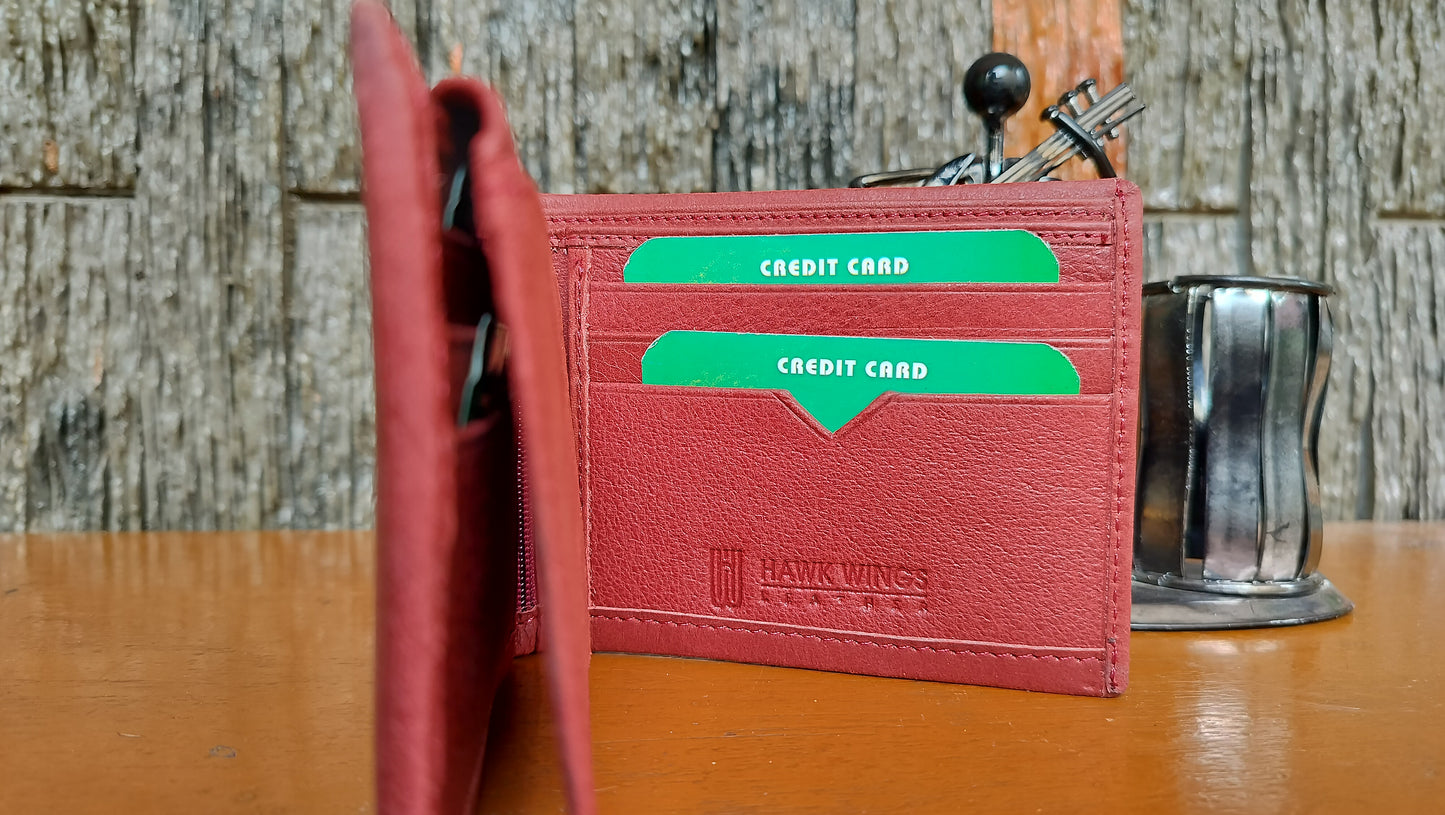 Hawk Wings - premium Red color Bi-fold first copy Wallet