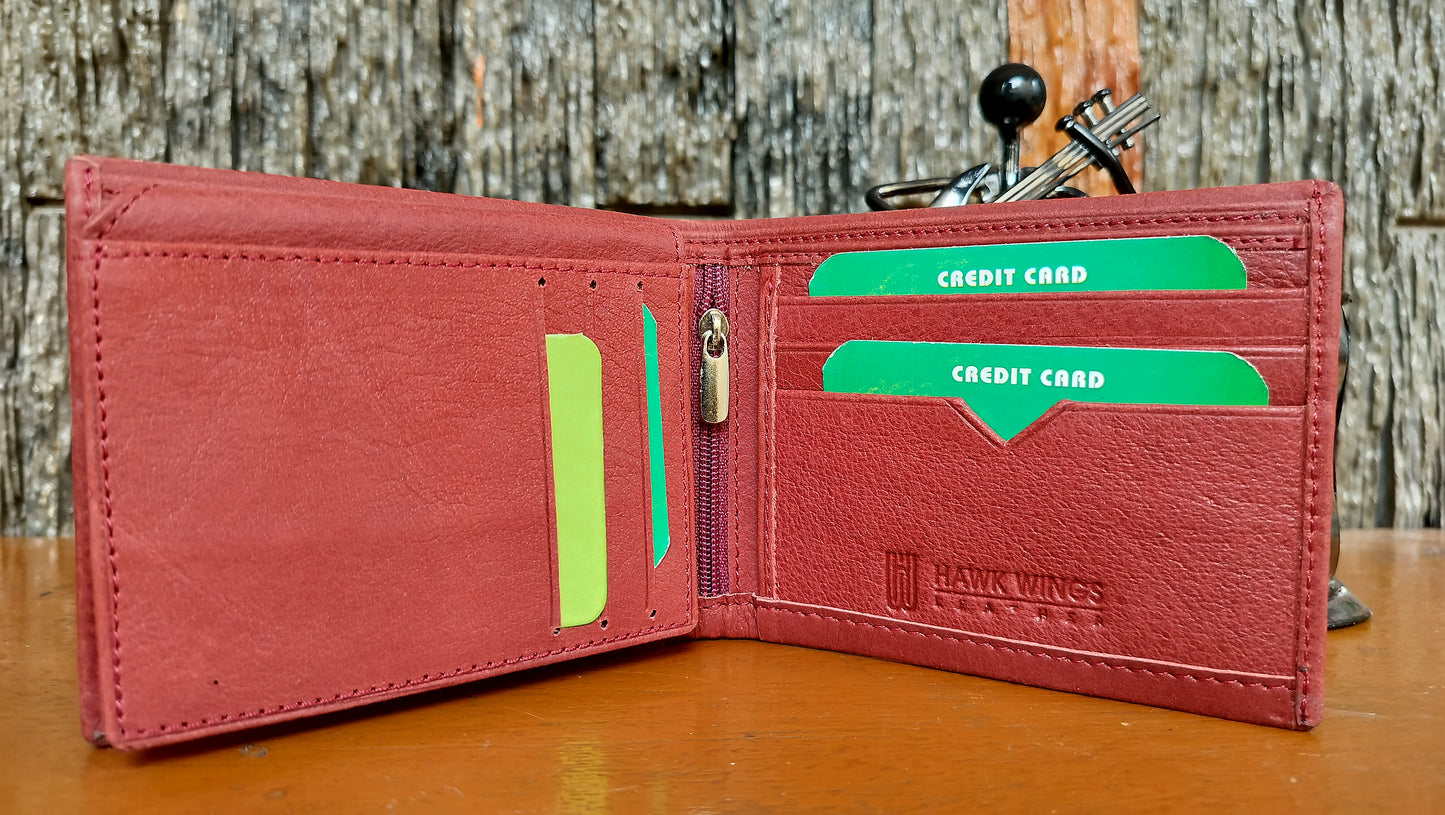 Hawk Wings - premium Red color Bi-fold first copy Wallet