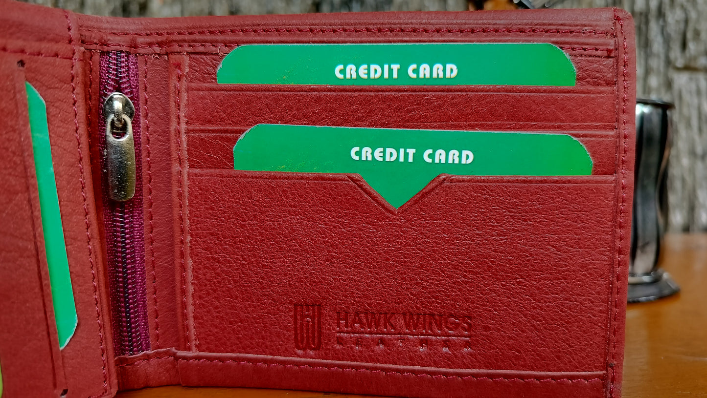 Hawk Wings - premium Red color Bi-fold first copy Wallet