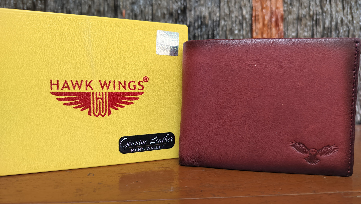 Hawk Wings - premium Red color Bi-fold first copy Wallet