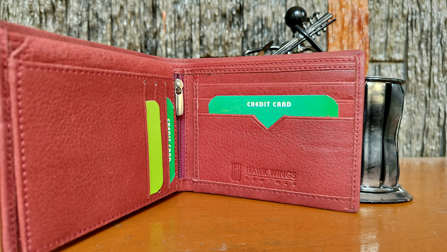 Hawk Wings - premium Red color Bi-fold first copy Wallet