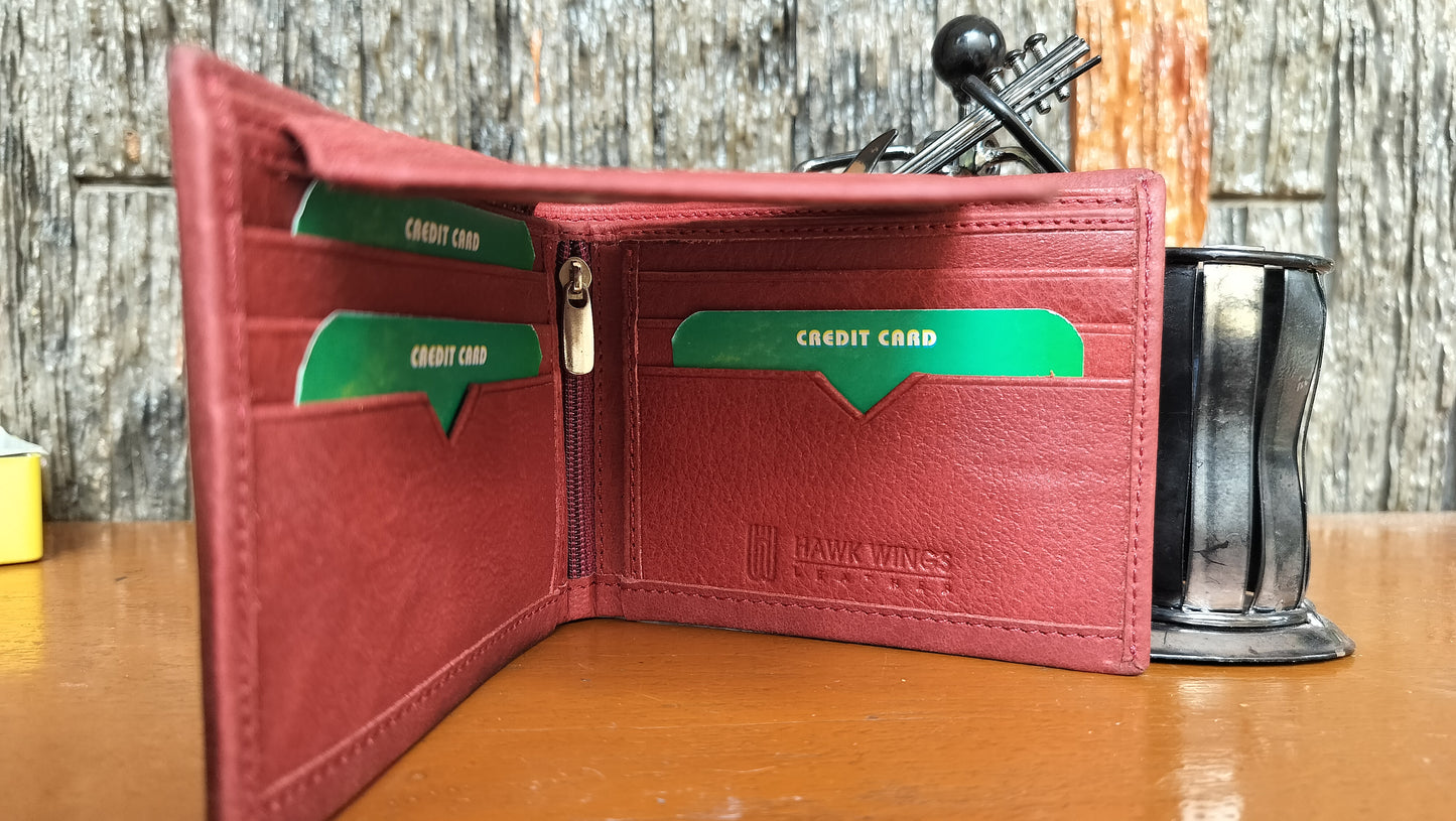 Hawk Wings - premium Red color Bi-fold first copy Wallet