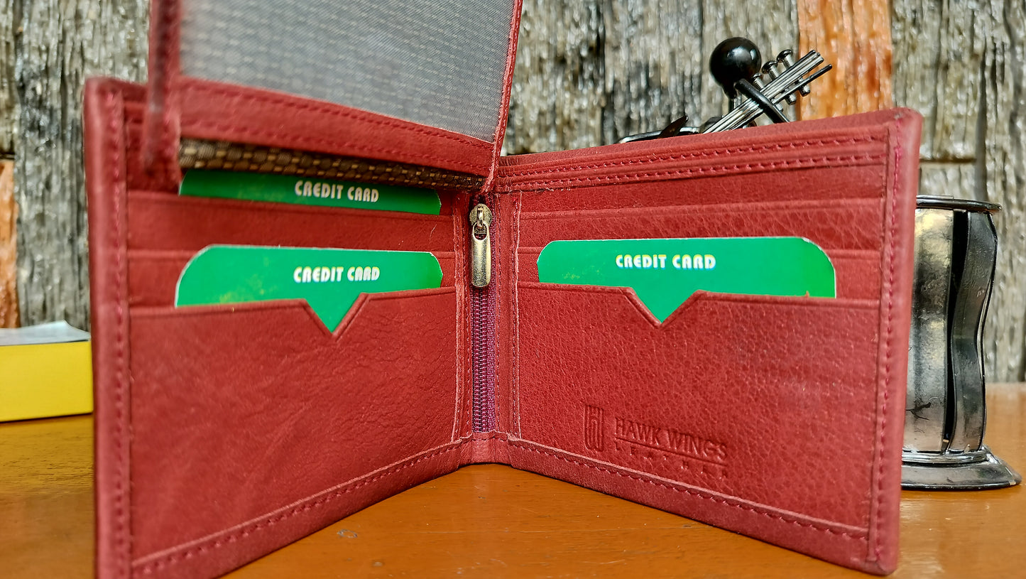 Hawk Wings - premium Red color Bi-fold first copy Wallet