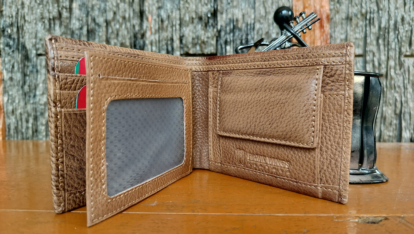 Hawk Wings - premium double brown color Bi-fold first copy Wallet