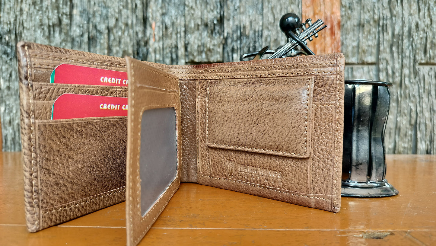 Hawk Wings - premium double brown color Bi-fold first copy Wallet