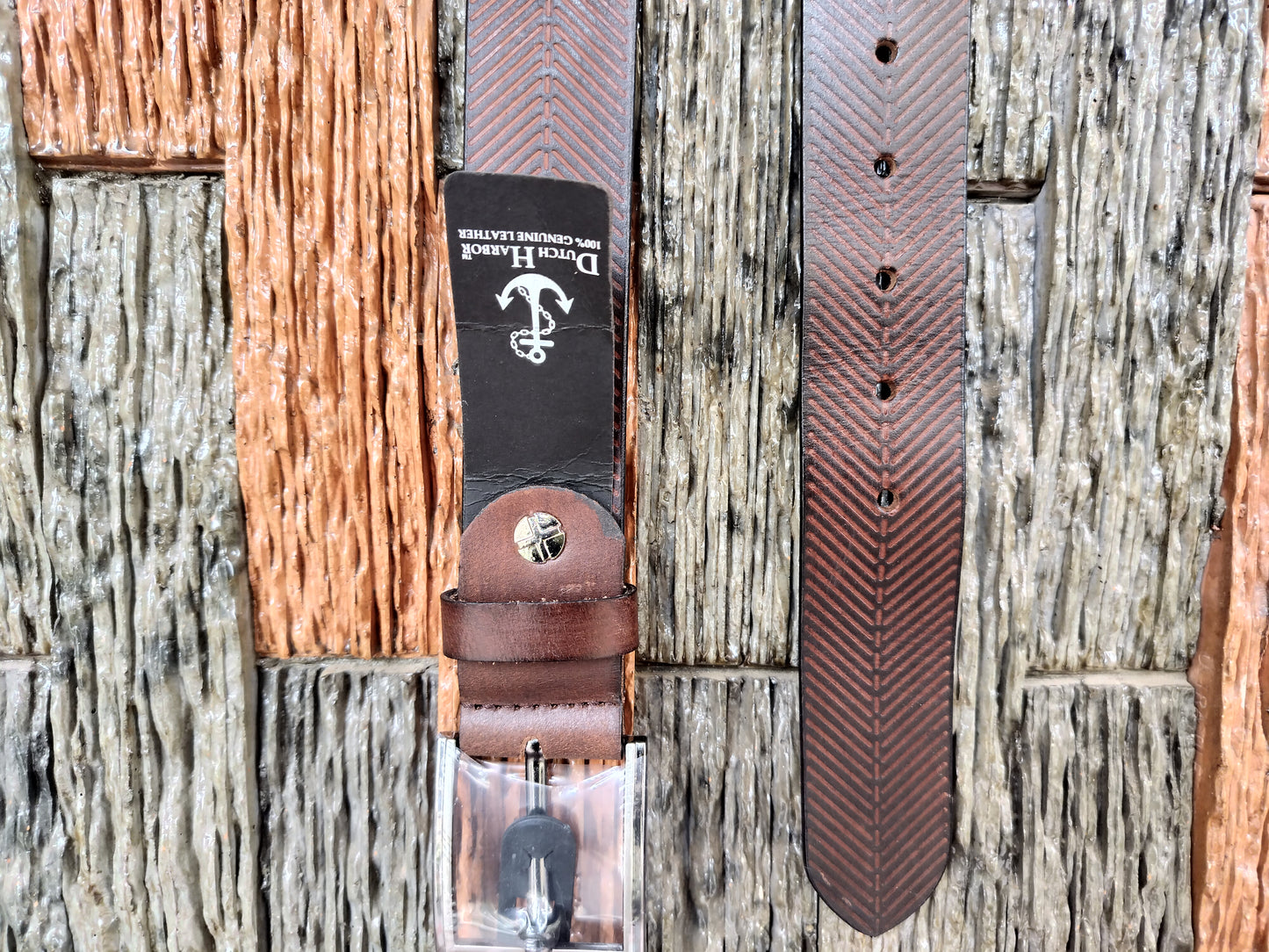 Dutch Harbour First Copy leaf design classic Red Stripe &Brown leather belt