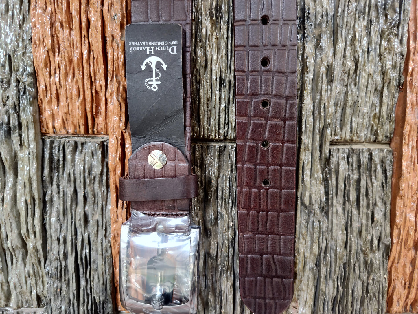 Dutch Harbour First Copy square block classic Brown leather belt (Copy)