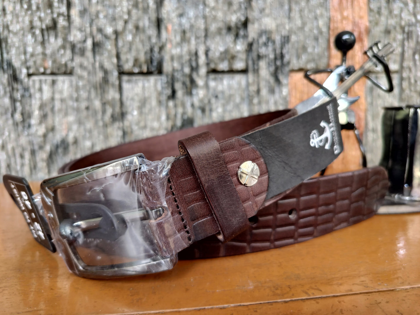 Dutch Harbour First Copy square block classic Brown leather belt (Copy)