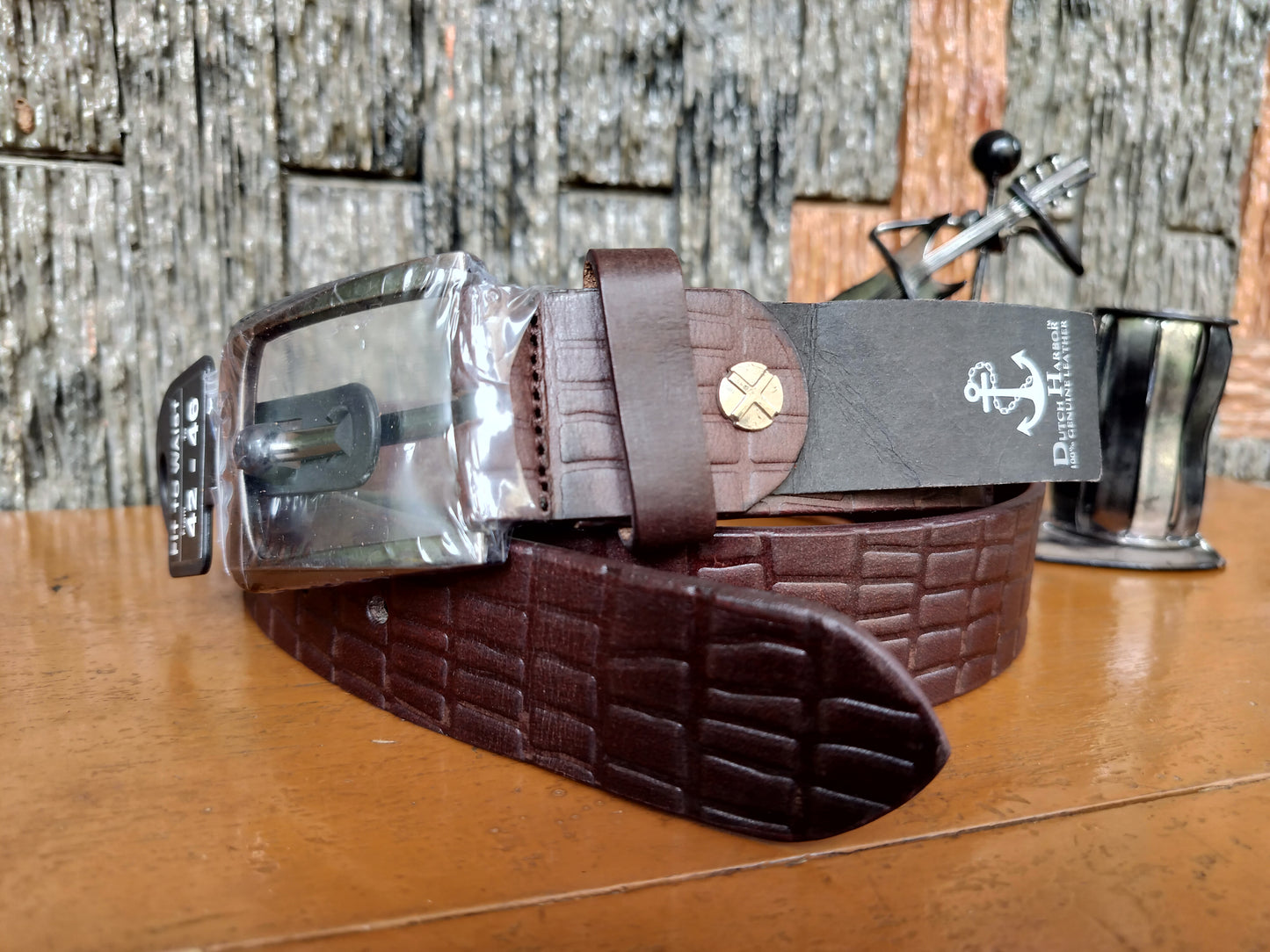 Dutch Harbour First Copy square block classic Brown leather belt (Copy)