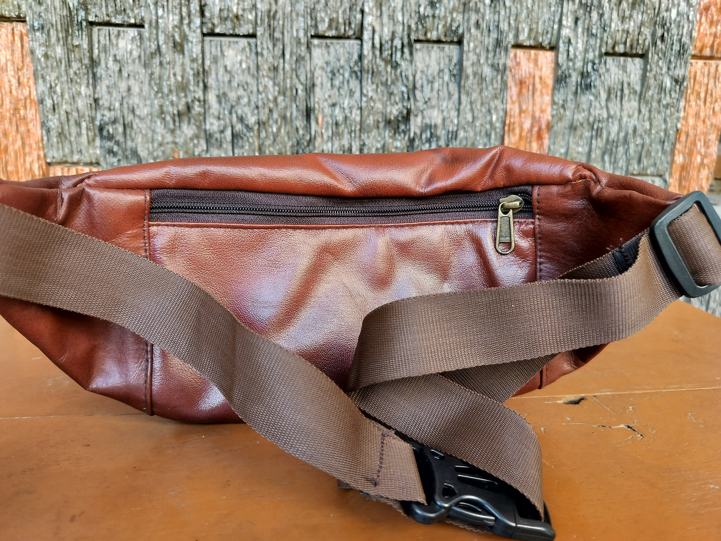 Vintage Leather Travel Waist Bag Tan