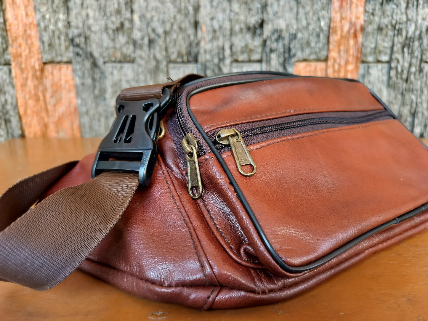 Vintage Leather Travel Waist Bag Tan